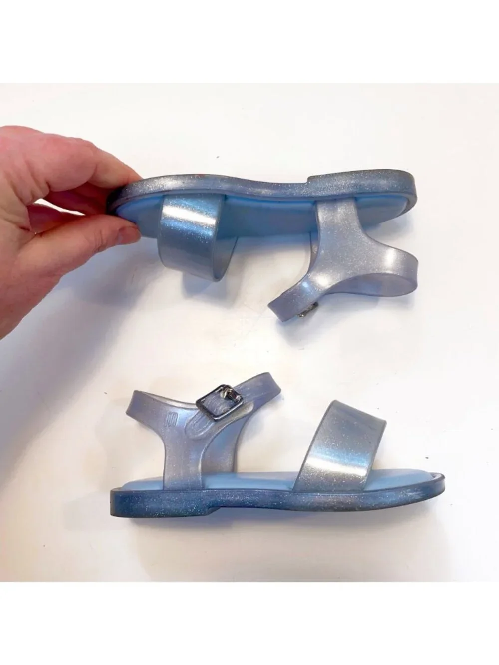 Mini Melissa Mar Sandal in Sparkly Silver, Size 8